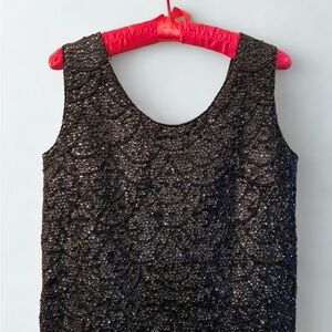 Black holiday party sequin sleeveless top